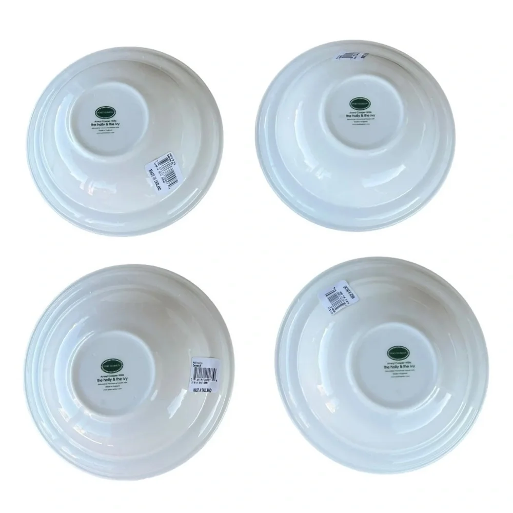 Portmeirion The Holly & The Ivy Festive 4-piece Breakfast Bowl Set Holiday NWT